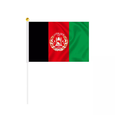 হোয়াইট পোল ব্যক্তিগতকৃত হাতে ধরা পতাকা 100D পলিয়েস্টার আফগানিস্তান আন্তর্জাতিক পতাকা